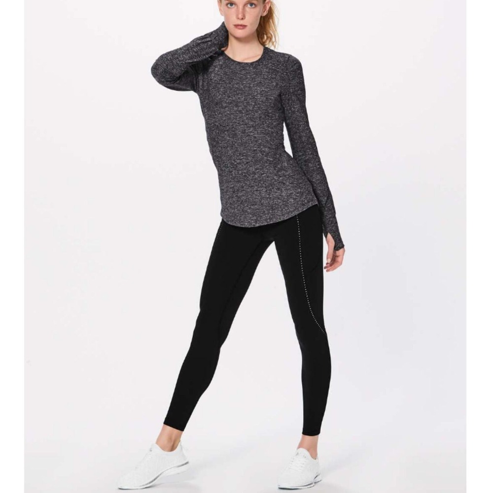 Lululemon Swiftly Tech Long Sleeve Women Size 6 Black White Static Athletic Top